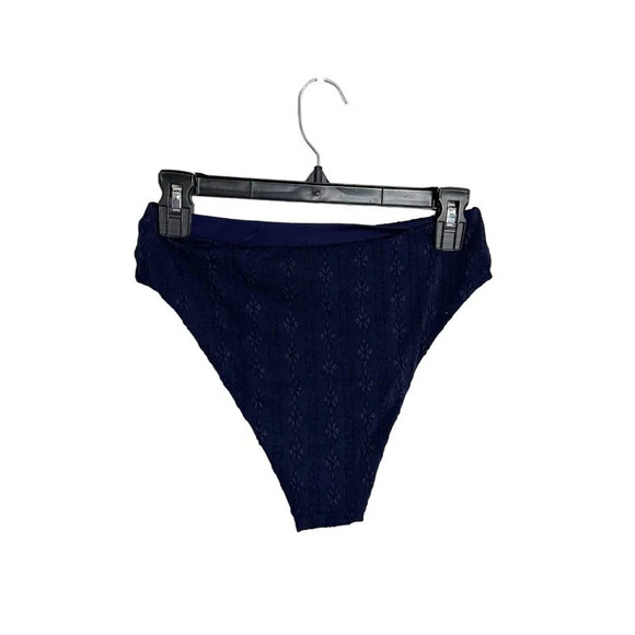 Andie Swim 90's High Waisted Bottom in Eyelet Navy Blue Size Small NEW - Picture 4 of 8